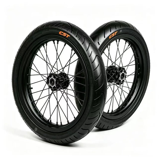 17in Black supermoto wheel set
