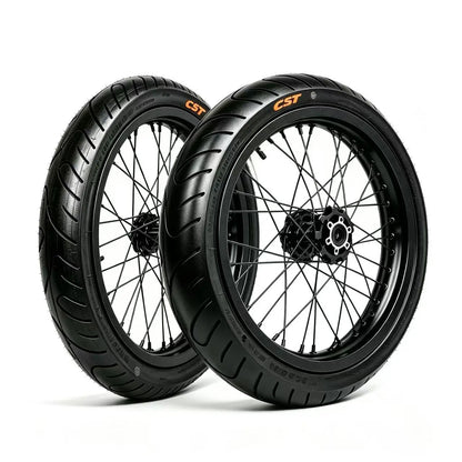 17in Black supermoto wheel set