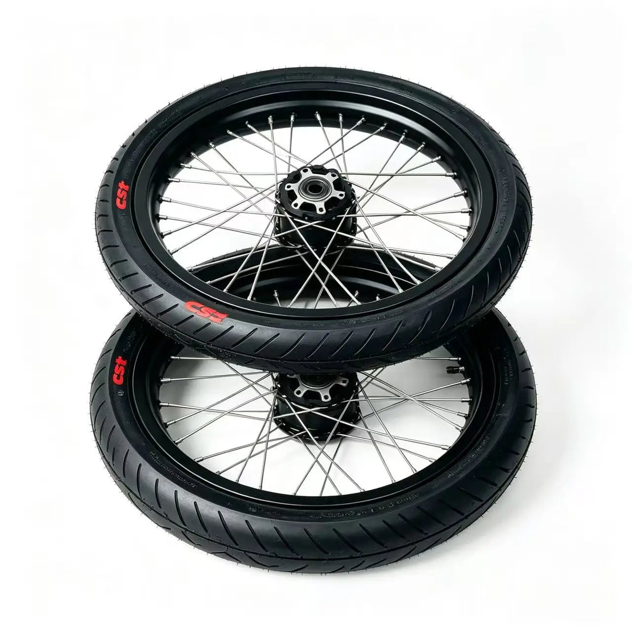 17in Black supermoto wheel set