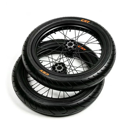 17in Black supermoto wheel set