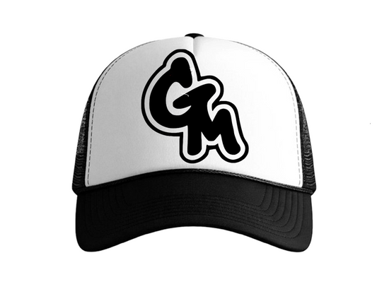 Black and White Glide Moto Trucker Hat