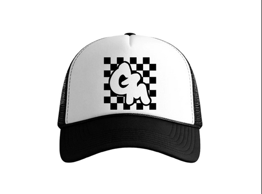 Checkered Glide Moto Trucker Hat