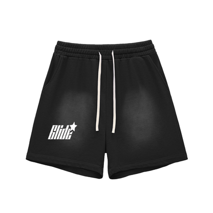 Sun Fade Raw Edge Cotton Shorts